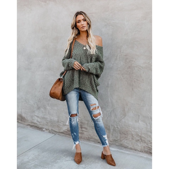 >>LAST<< Carrie Popcorn Textured Sweater - Olive - Picture 4 of 5